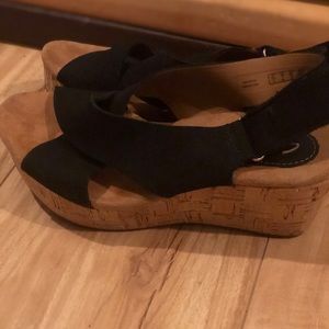 Clarks Shoes - Clark’s Brand Wedges, black super comfortable! Clarks Shoes - Clark’s Brand Wedges, black super comfortable!